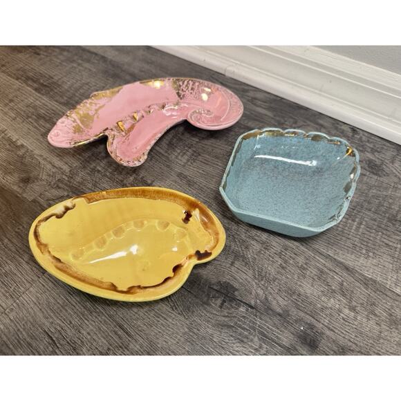 Lot Of (3) Vintage MCM Ceramic Ashtrays Lane & Co. California Pottery Atomic - Picture 13 of 16